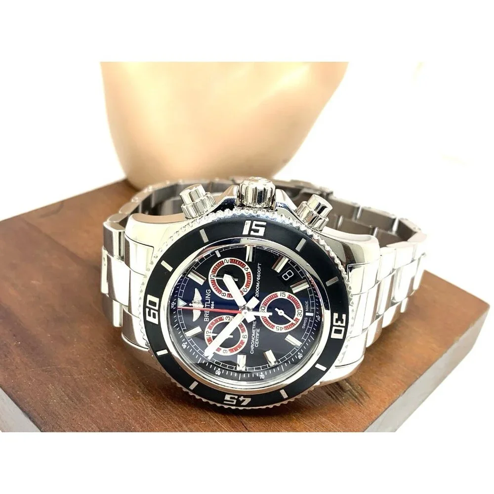 Breitling Men's Watch A73310 Superocean Swiss Quartz Chronograph Black Dial 46mm
